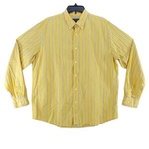 Vtg Ralph Lauren Shirt Mens XL Yellow Blue Stripe Button Down Long Sleeve Cotton
